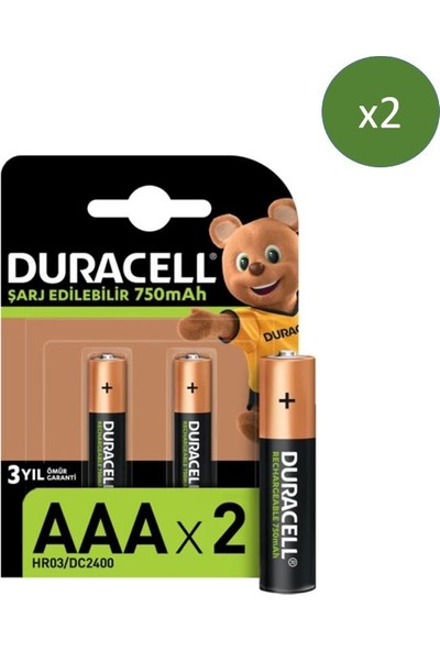 Duracell Şarj Edilebilir AAA 750 mAh Piller 4'lü