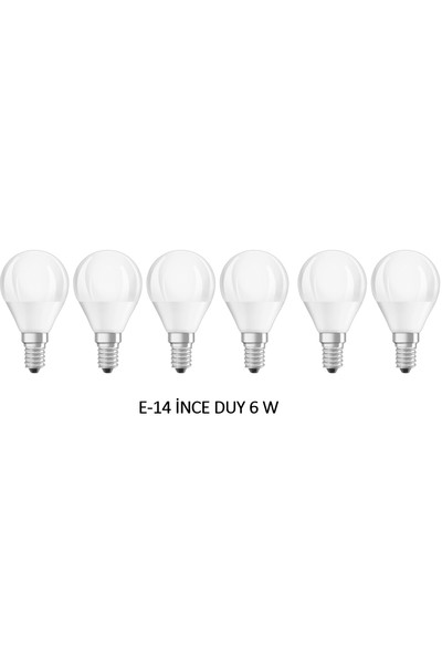 Elektrohan 6 Watt E14 Ince Duy Top LED Ampul Gün Işığı Çipli Yerli Üretim Adet 6