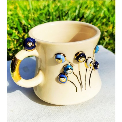 24 Ayar Altın Işlemeli Nazar Hayat Ağacı Desenli %100 El Yapımı Duble Türk Kahvesi Fincanı modelleri