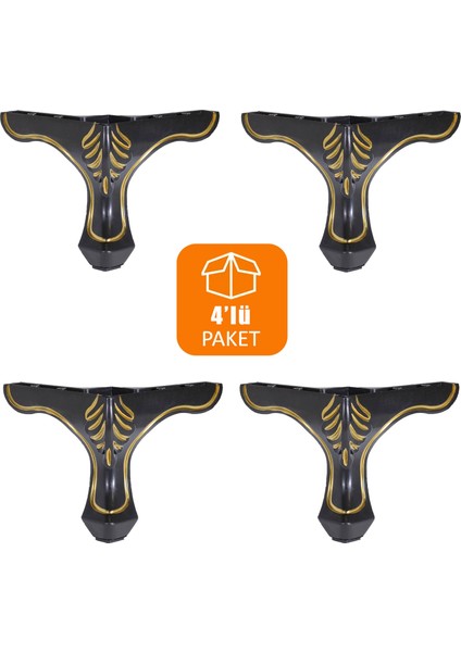 Mobilya Kanepe Masa Puf Sehpa Ayağı Baza Ayakları Siyah 14 Cm (4 Adet)