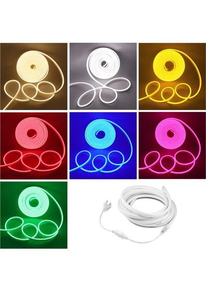 20 Metre 220 Volt Esnek Neon Hortum Şerit LED Işık Aydınlatma Tak Çalıştır Beyaz Işık