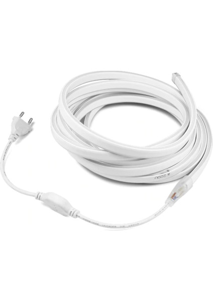 20 Metre 220 Volt Esnek Neon Hortum Şerit LED Işık Aydınlatma Tak Çalıştır Beyaz Işık