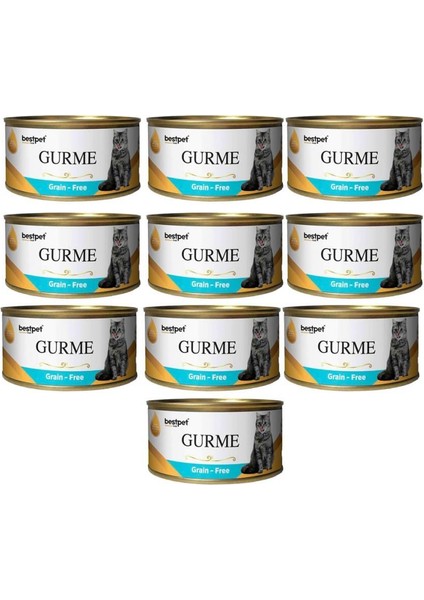 Gurme Kedi Konservesi Ton ve Hamsi Parça Etli 100 gr 10 Adet