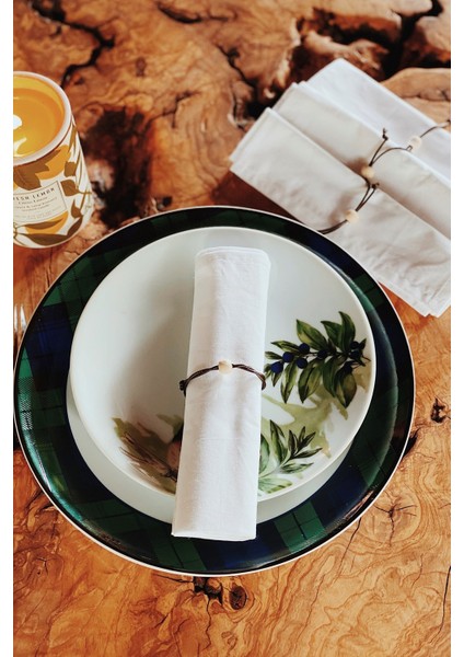 6'lı Beyaz Organik Kumaş Servis Sunum Peçetesi