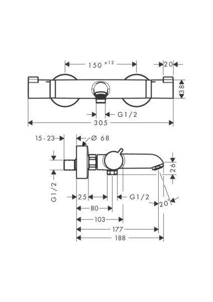 Ecostat Termostatik Banyo Comfort Aplike Krom