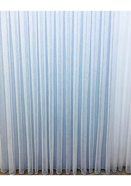 Hazır 1/2,5 Normal Pileli Keten Tül Perde - Ekru 50 x 240 cm