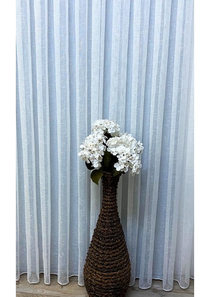 Hazır 1/2,5 Normal Pileli Keten Tül Perde - Ekru 50 x 240 cm
