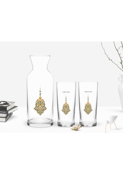 Kişiye Özel Renkli Baskılı İsimli İkili Rakı Bardağı ve Karaf Seti-106
