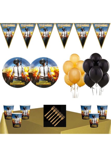 Pubg Temalı Doğum Günü Parti Seti Ekonomik Süsler 8 Kişilik