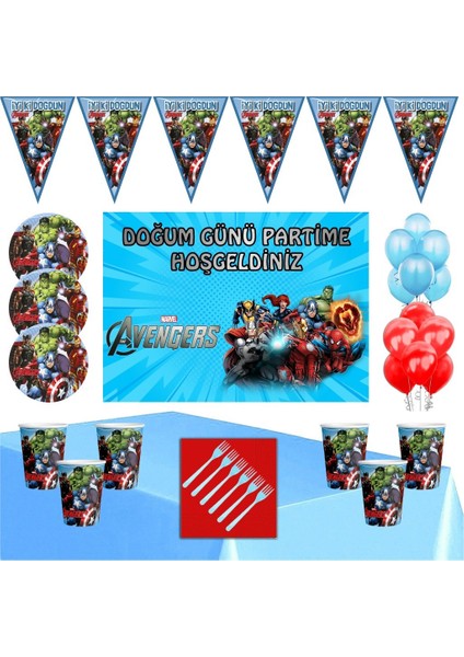 Avengers Tema 24 Kişilik Afişli Parti Seti