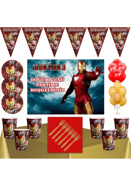 Iron Man Tema 24 Kişilik Afişli Parti Seti