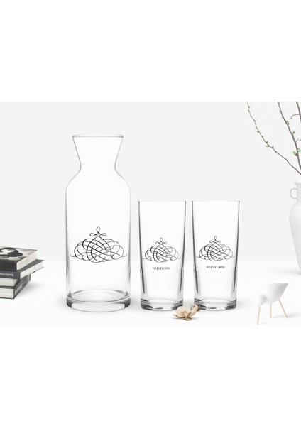 Kişiye Özel Renkli Baskılı İsimli 2'li Rakı Bardağı ve Karaf SETI-103