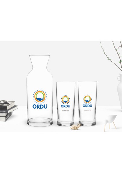 Kişiye Özel Renkli Baskılı Ordu Tasarımlı Turistik 2'li Rakı Bardağı ve Karaf Seti-1