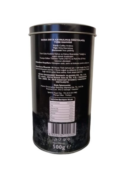 Orta Kavrulmuş Öğütülmüş Türk Kahvesi 500 G