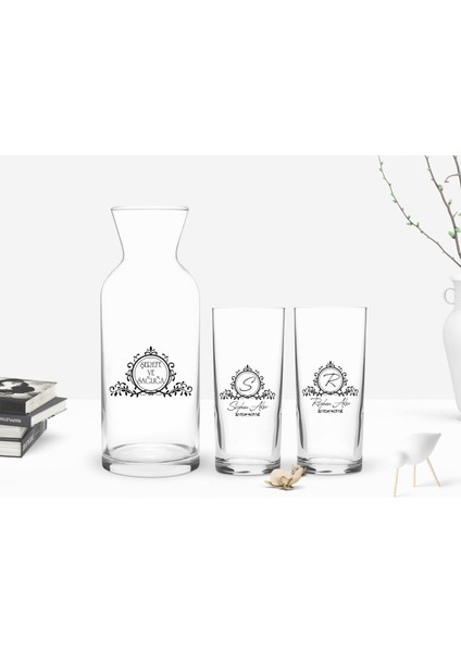 Kişiye Özel Renkli Baskılı İsimli 2'li Rakı Bardağı ve Karaf Seti-11