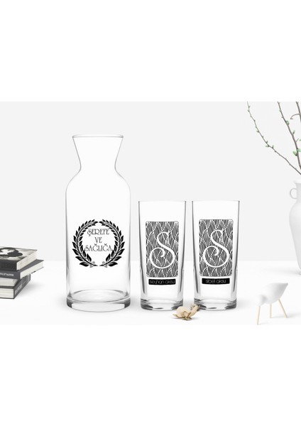 Kişiye Özel Renkli Baskılı İsimli 2'li Rakı Bardağı ve Karaf Seti-20