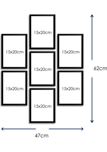 7 Parça Çerçeve Görünümlü Mdf Tablo Seti