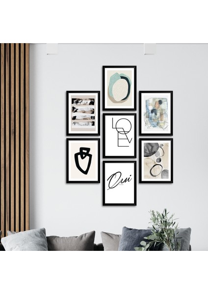 7 Parça Çerçeve Görünümlü Mdf Tablo Seti