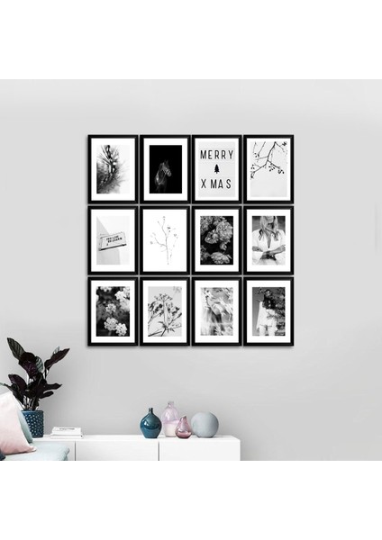 12 Parça Çerçeve Görünümlü Mdf Tablo Seti