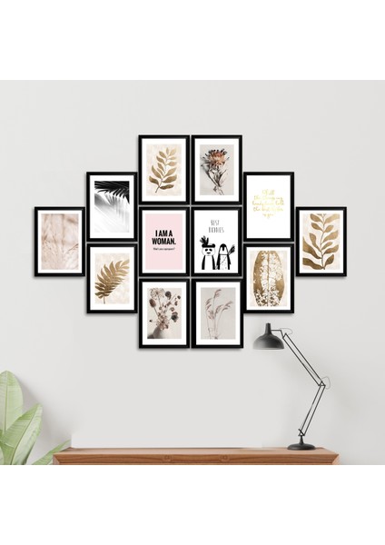 12 Parça Çerçeve Görünümlü Mdf Tablo Seti