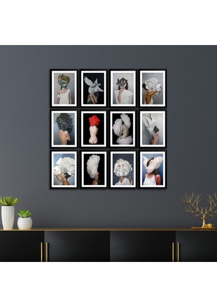12 Parça Çerçeve Görünümlü Mdf Tablo Seti