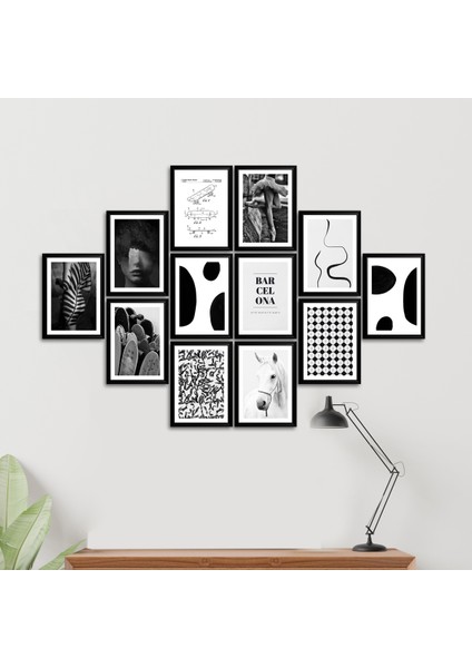 12 Parça Çerçeve Görünümlü Mdf Tablo Seti