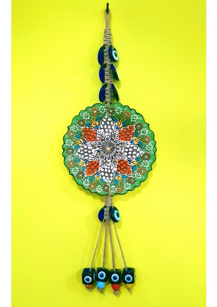 Boncuklu Seramik Tabaklı Duvar Süsü 60CM
