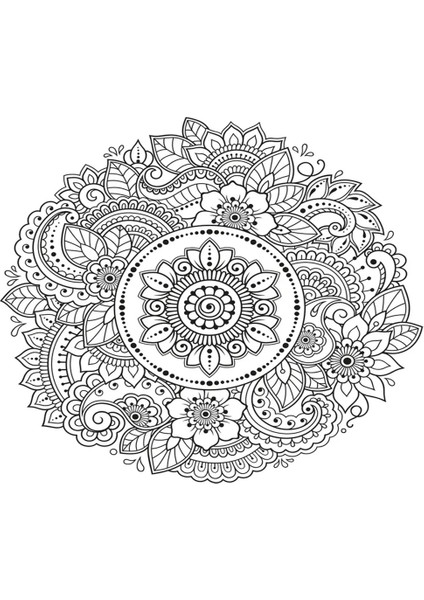 LV-Y-100-P40.05 Otantik Mandala 2 Desenli Tuval 40 x 50 cm