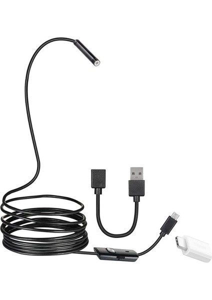 3in1 Micro Usb+Type C+Pc Işıklı 5metre Yılan Kamera