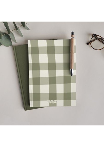 Haki Yeşil Oduncu Gömlek Deseni Defter - Çizgisiz Defter Serisi - N066