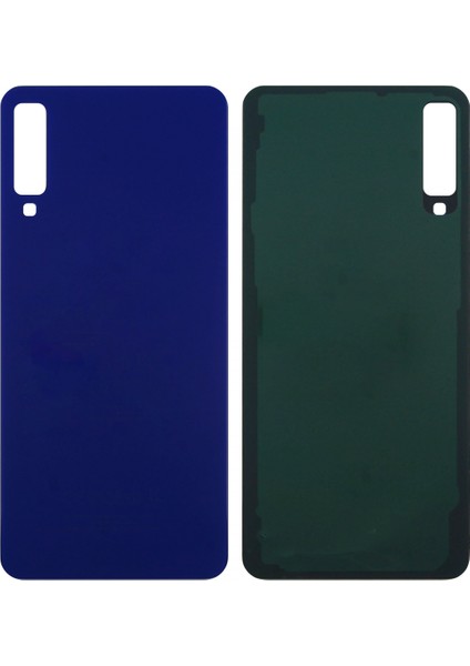 Samsung Galaxy A7 2018 Sm-A750F Uyumlu Kamera Camlı Batarya Kapağı (Mavi) VR-12960