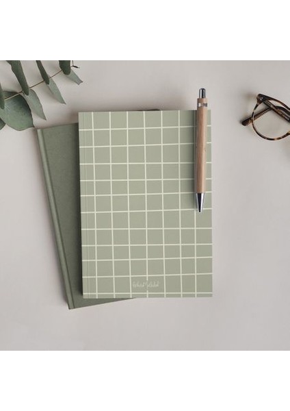 Haki Yeşil Karelik Kapaklı Defter - Çizgisiz Defter Serisi - N075