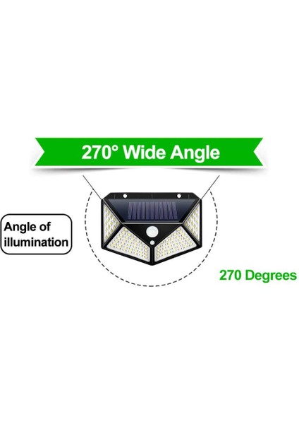 Güneş Enerjili Hareket Sensörlü IP65 Suya Dayanıklı 100 LED Lamba