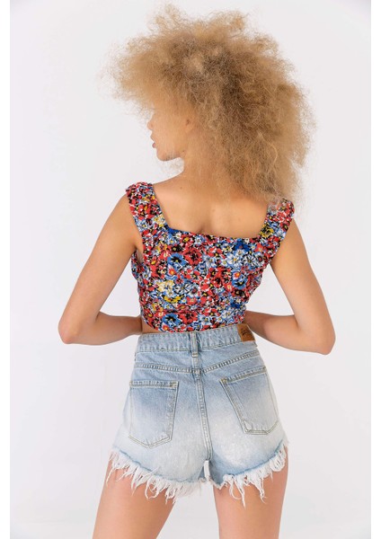 Kadın Nala Çiçekli Crop Top