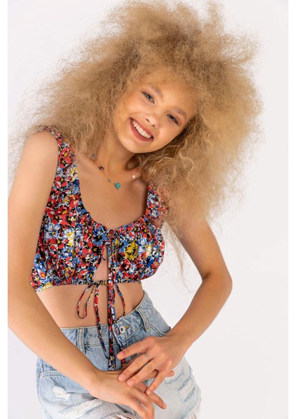 Kadın Nala Çiçekli Crop Top modelleri