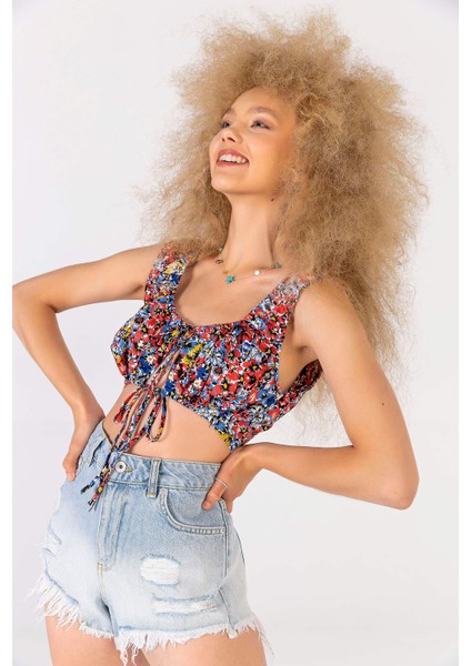 Kadın Nala Çiçekli Crop Top fırsatları