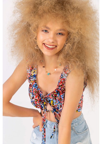 Kadın Nala Çiçekli Crop Top indirimleri