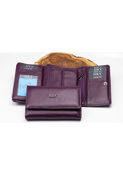 Orta Boy Çok Kullanışlı Hakiki Deri Kadın Cüzdan