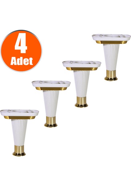 Mobilya Kanepe Koltuk Puf Sehpa Ayağı Beyaz Gold Baza Ayakları 15 cm (4 Adet)
