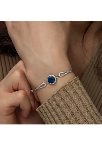 925 Ayar Gümüş Rodyum Kaplama Safir Kadın Bileklik fiyatları