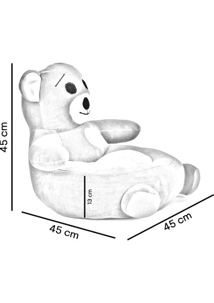 Çocuk Bebek Ayıcık Peluş Koltuğu – Ayıcık Koltuk Gri Siyah