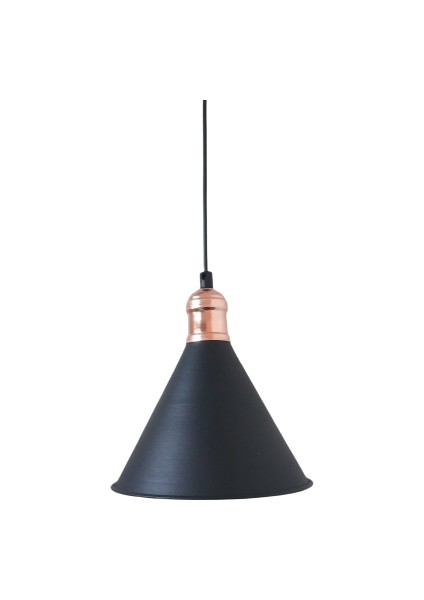 Rys Retro Metal Siyah Içi Gold Dekoratif Tekli Rustik Sarkıt Avize Çap:17 cm