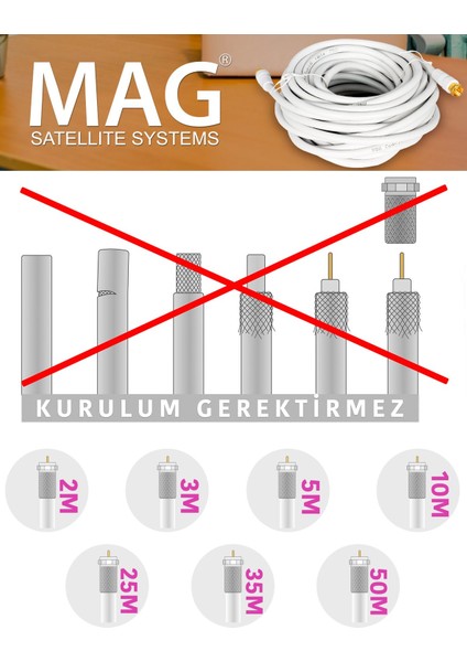 Rose Rc-24 F Konnektörlü Hazır Gold Kablo Poşetli - 3m