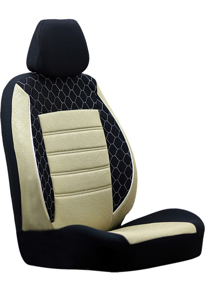 Fiat Linea Ön Arka Takım Koltuk Kılıfı Gof Bej-Beyaz