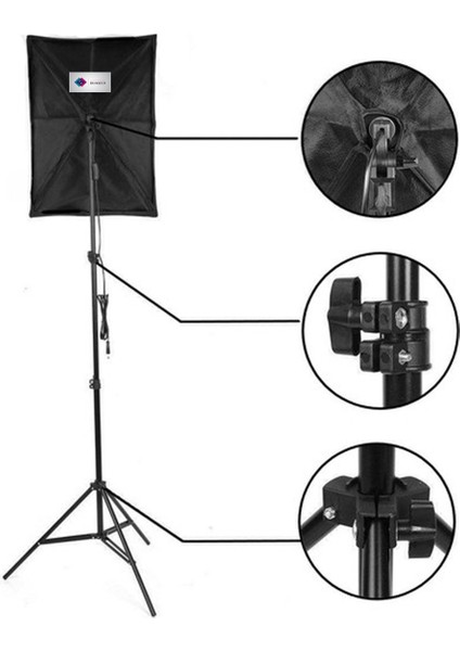 Softbox 50 x 70 cm Tek Duylu Sürekli Video Işık Seti 35 watt led lamba