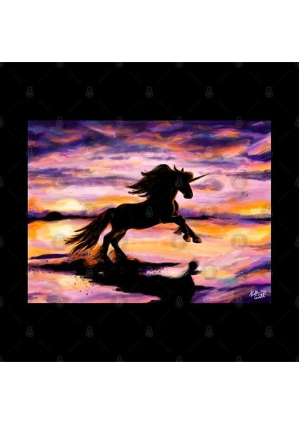 Black Unicorn At Sunset Beach Kupa Bardak