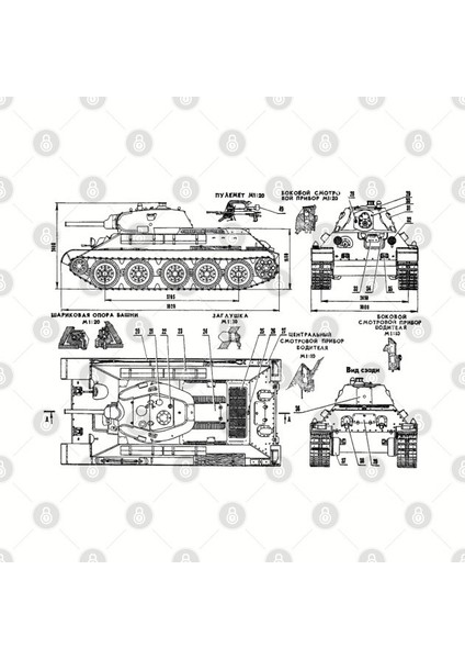 T34 Tank Schematics Kupa Bardak