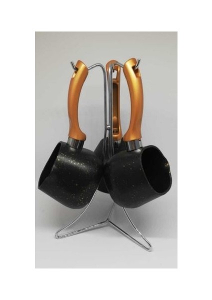 Granit Kare Cezve Seti Siyah