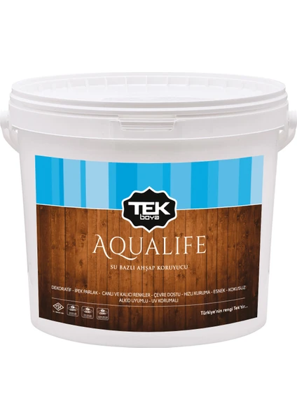 Tek Boya Aqualife Su Bazlı Ahşap Koruyucu Kokusuz 2,5 Litre Açık Meşe..