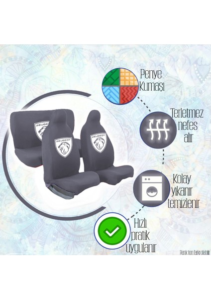 Peugeot 206 Koltuk Kılıfı Penye 4 Parça Set fiyatları